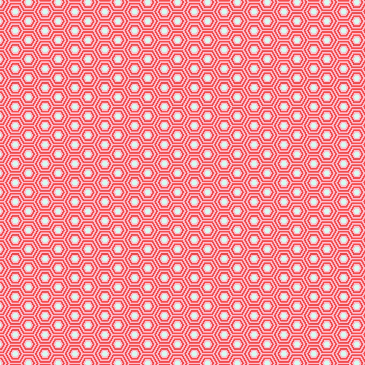 True Colors Hexy in Flamingo features bright dots of soft white that form the centers of small pink hexagons.