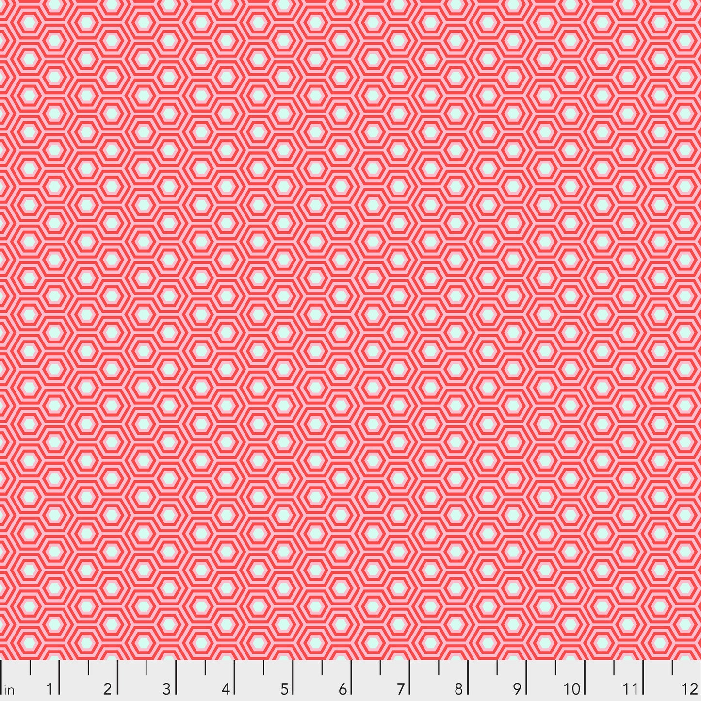 True Colors Hexy in Flamingo features bright dots of soft white that form the centers of small pink hexagons.