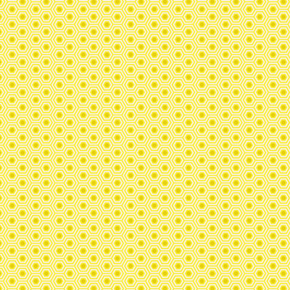 True Colors Hexy in Sunshine features bright dots of gold that form the centers of small yellow hexagons.