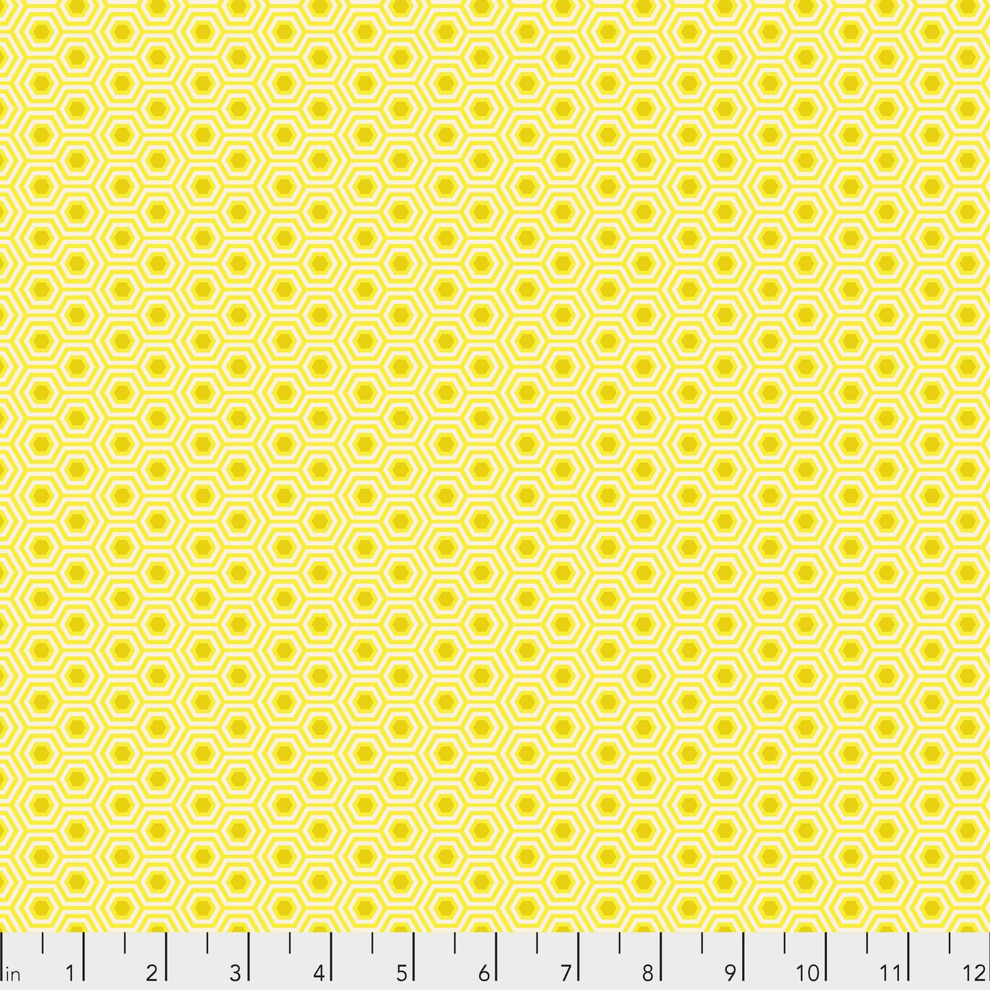 True Colors Hexy in Sunshine features bright dots of gold that form the centers of small yellow hexagons.