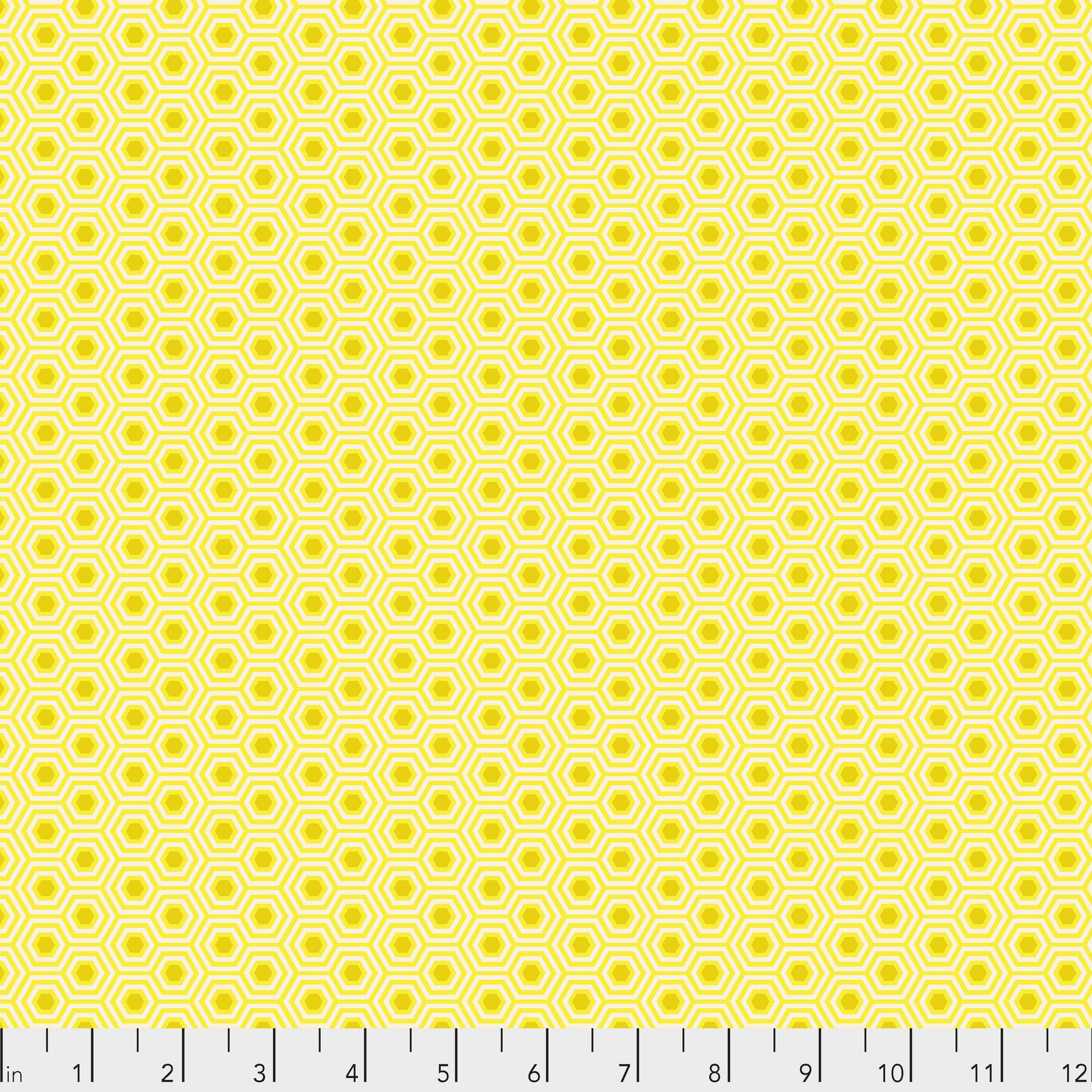 True Colors Hexy in Sunshine features bright dots of gold that form the centers of small yellow hexagons.