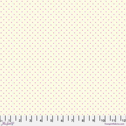 True Colors Tiny Dots in Cosmic features tiny pink pin dots on a cream background.