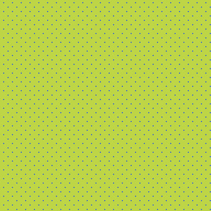 True Colors Tiny Dots in Meadow features tiny navy blue pin dots on a lime green background.