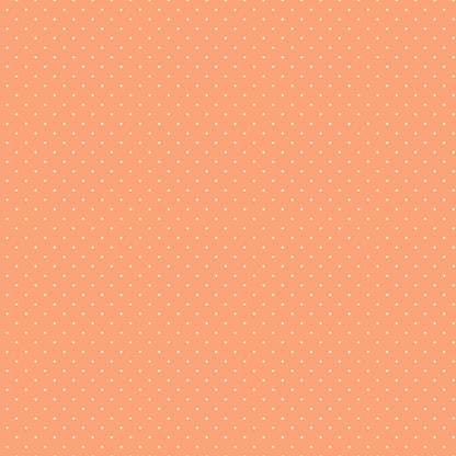 True Colors Tiny Dots in Peachy features tiny white pin dots on a soft peachy-orange background.