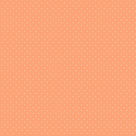 True Colors Tiny Dots in Peachy features tiny white pin dots on a soft peachy-orange background.