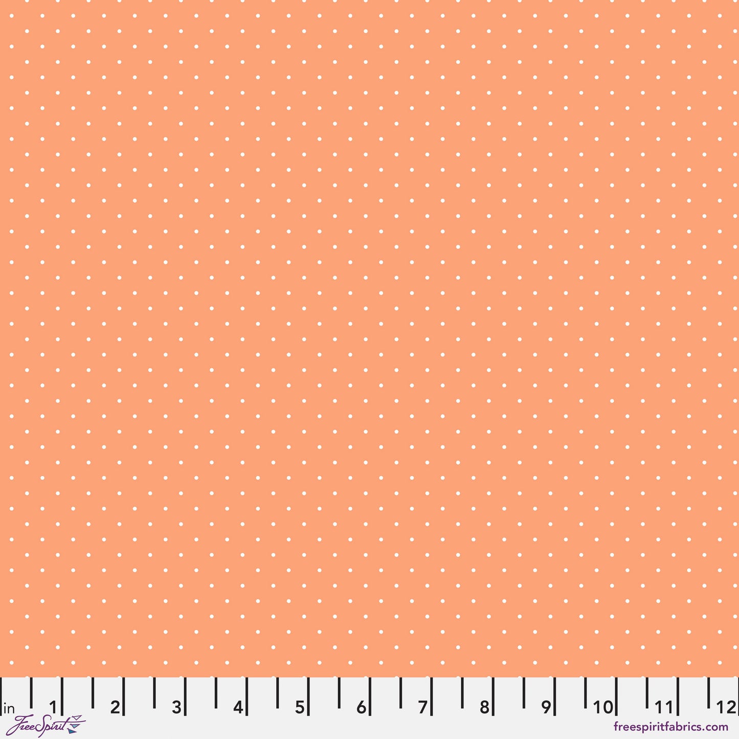 True Colors Tiny Dots in Peachy features tiny white pin dots on a soft peachy-orange background.