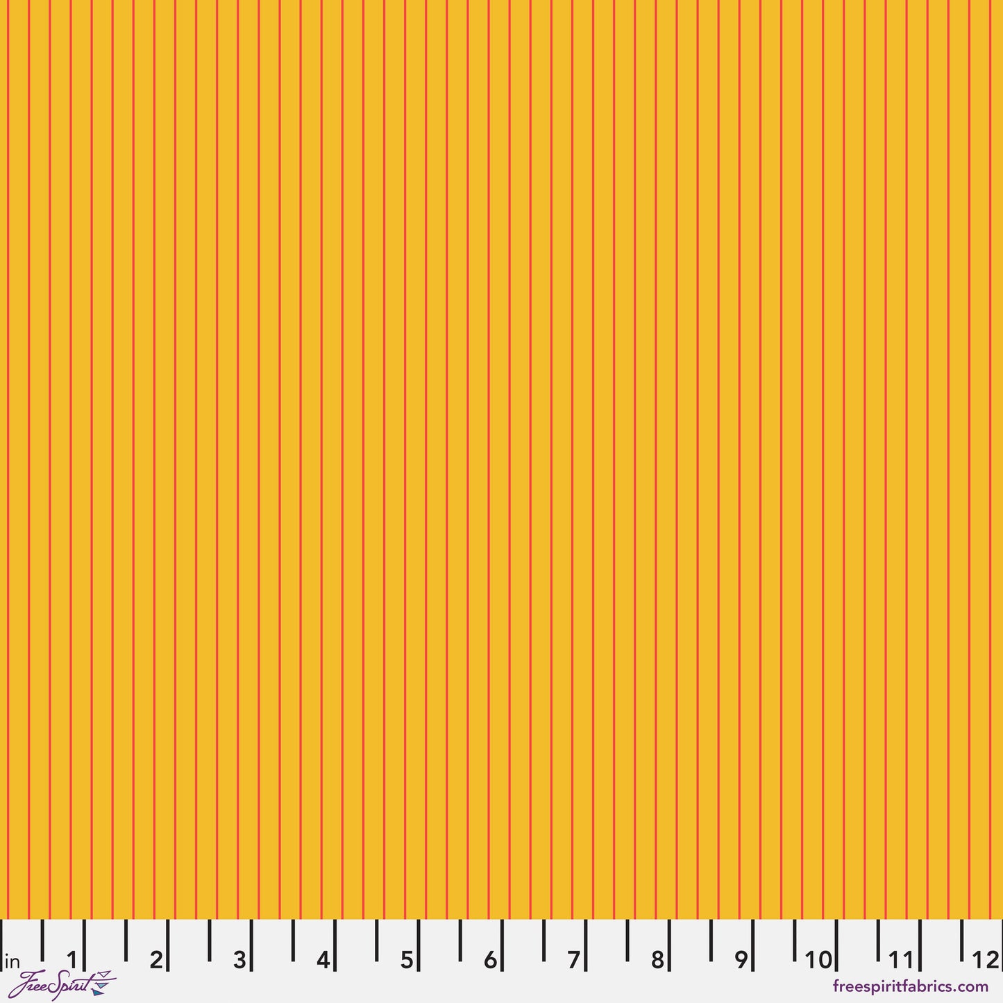 True Colors Tiny Stripes in Sunrise features tiny red pinstripes on a warm yellow background.