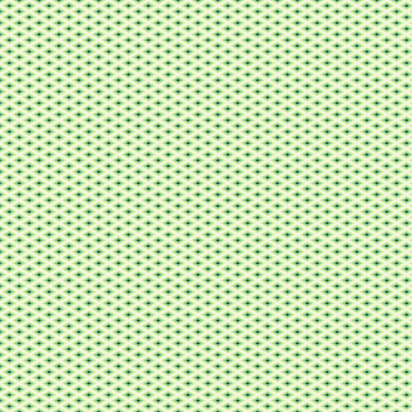 A fine, all-over geometric lattice of tiny diamond shapes in a crisp white and lime green
