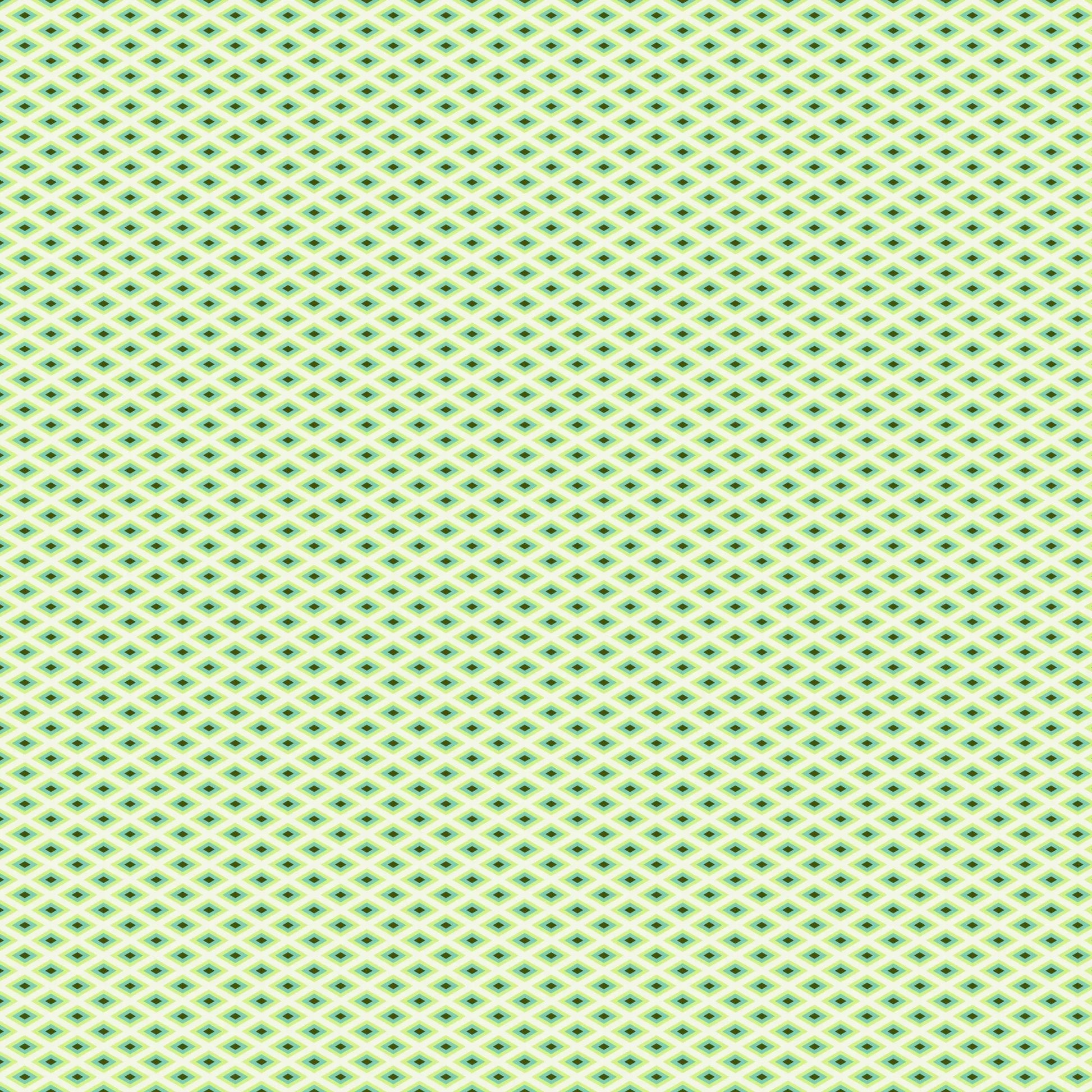 A fine, all-over geometric lattice of tiny diamond shapes in a crisp white and lime green