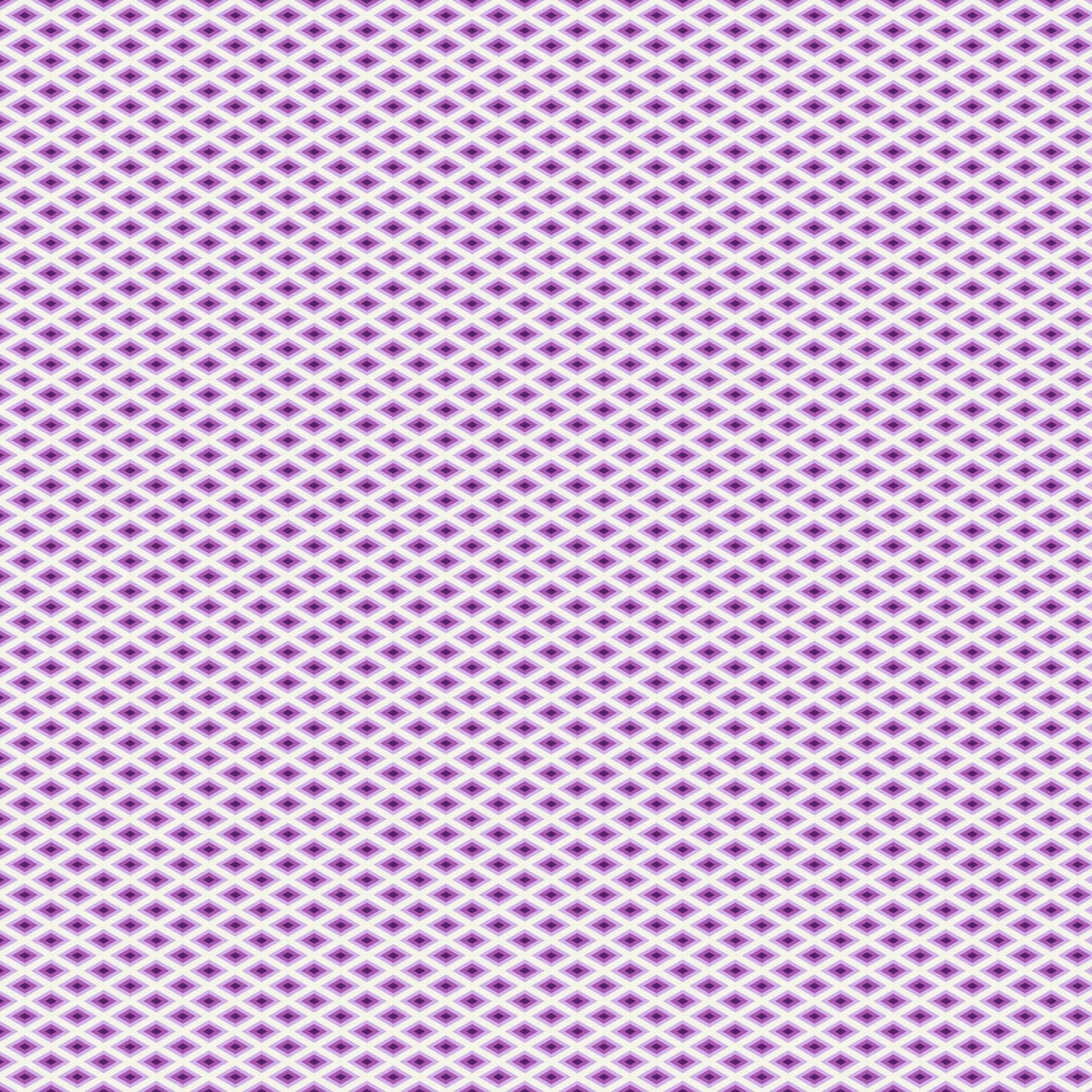 A fine, all-over geometric lattice of tiny diamond shapes in a crisp white, lavender, and violet.