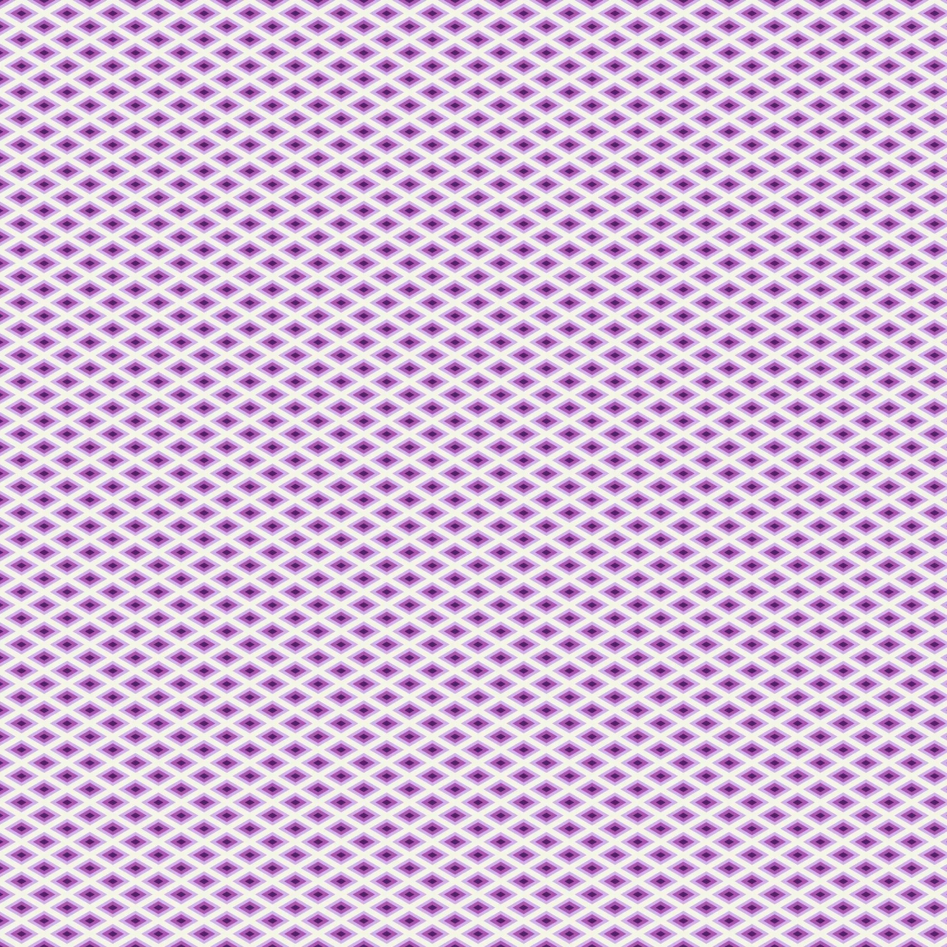 A fine, all-over geometric lattice of tiny diamond shapes in a crisp white, lavender, and violet.