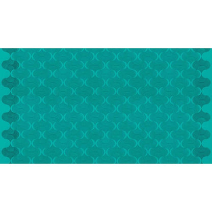 Grace Mindful in Teal features large, undulating teal waves on a bright, turquoise background. This textured ogee design includes a darker stripe of color parallel to each selvage edge.