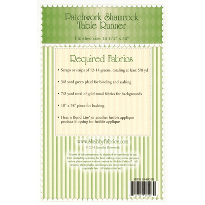 Patchwork Shamrock Table Runner Pattern