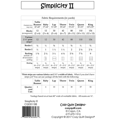 Simplicity II Quilt Pattern