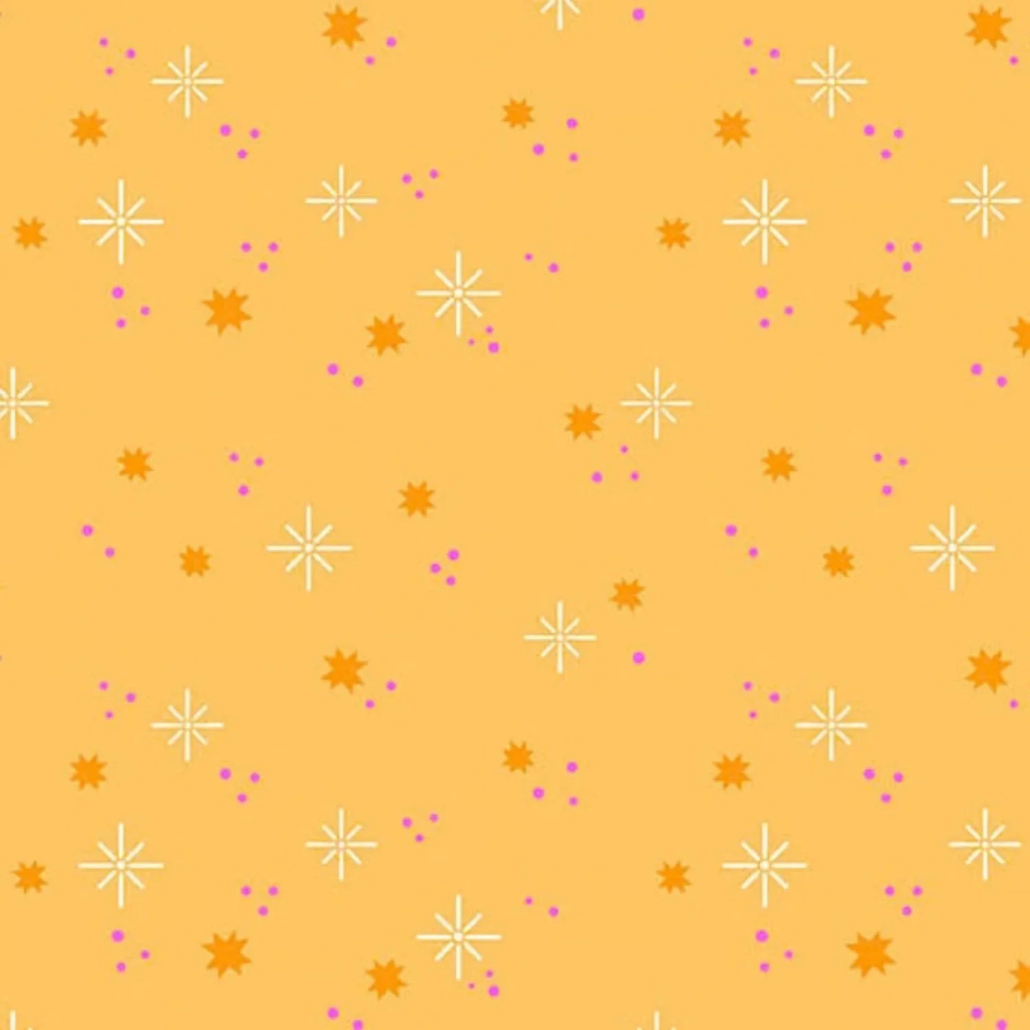 Pattern of stars and dots on a pale orange background
