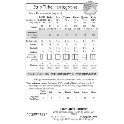 Strip Tube Herringbone Quilt Pattern