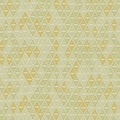 A repeating, triangular motif rendered in gold, beige, and soft sage green.