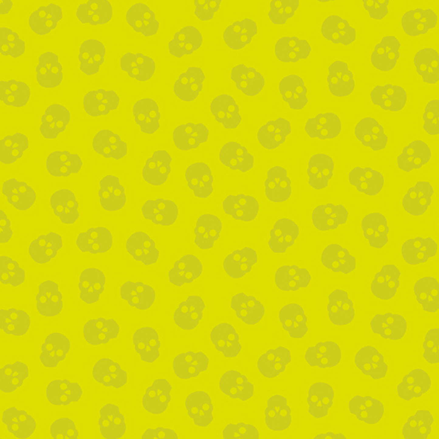 The Watcher Tainted Love in Citrus features small lime green skulls tossed across a neon green background.