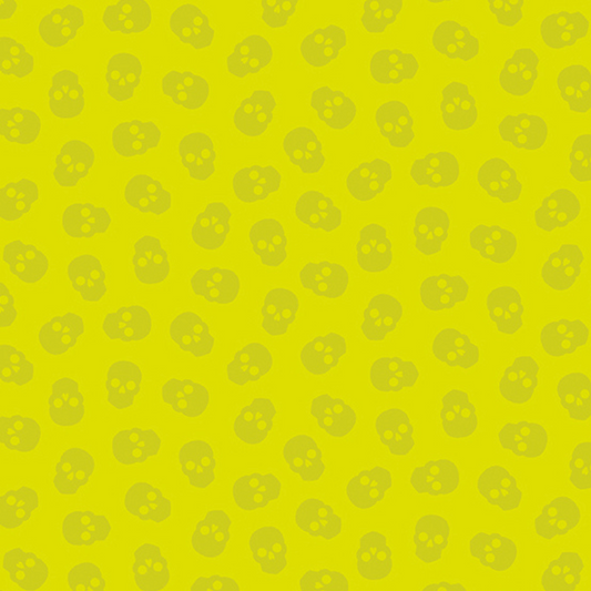 The Watcher Tainted Love in Citrus features small lime green skulls tossed across a neon green background.