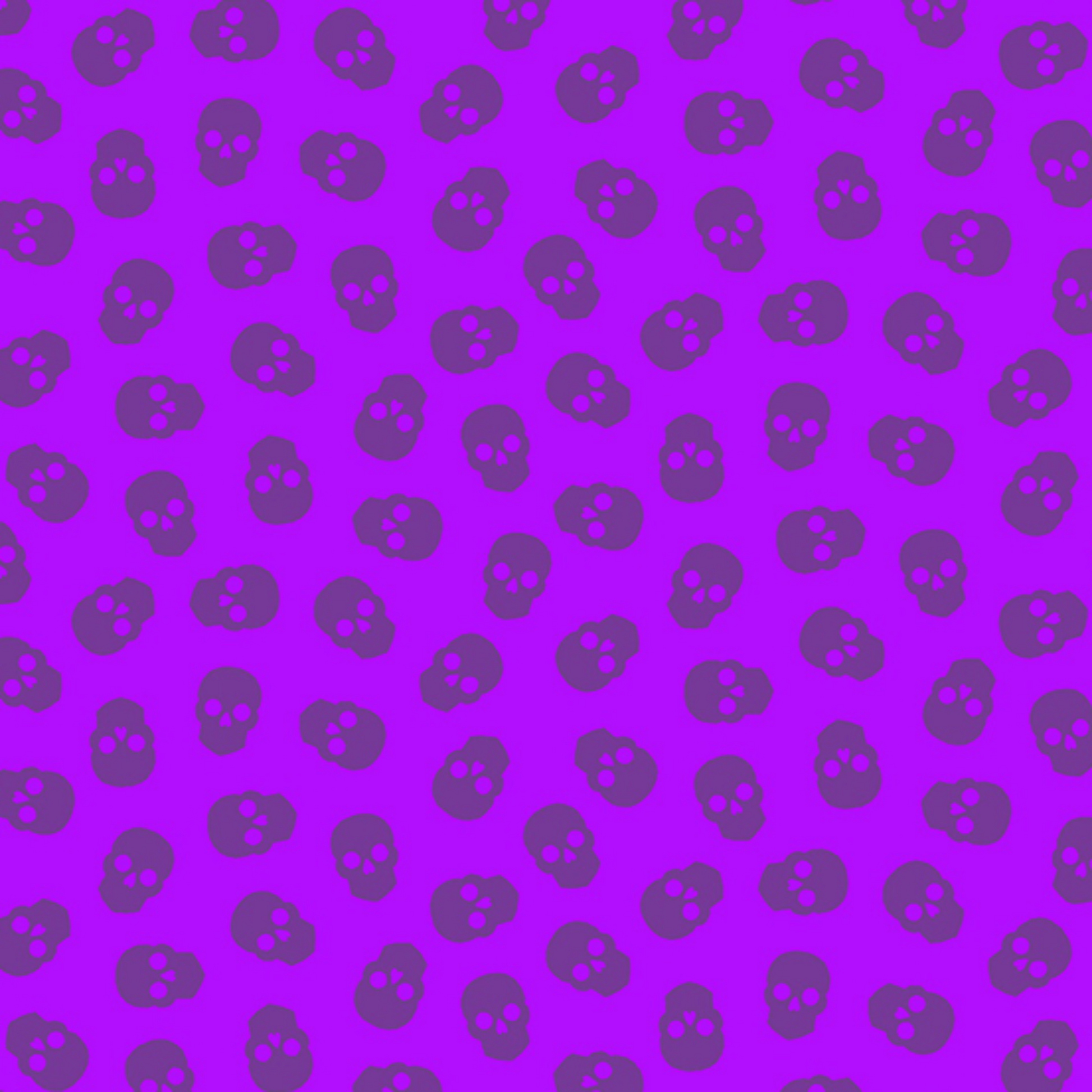 The Watcher Tainted Love in Grape features small dark skulls tossed across a royal purple background.