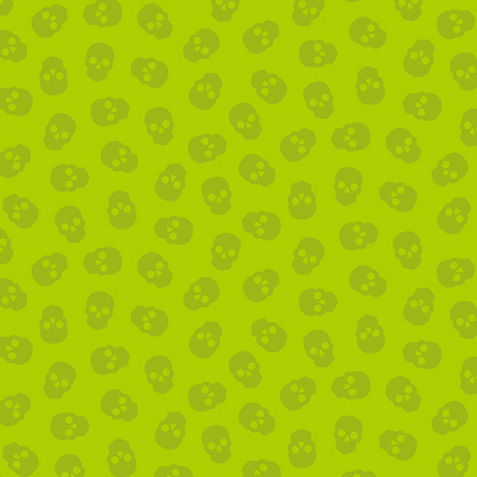 The Watcher Tainted Love in Kiwi features small green skulls tossed across a bright green background.