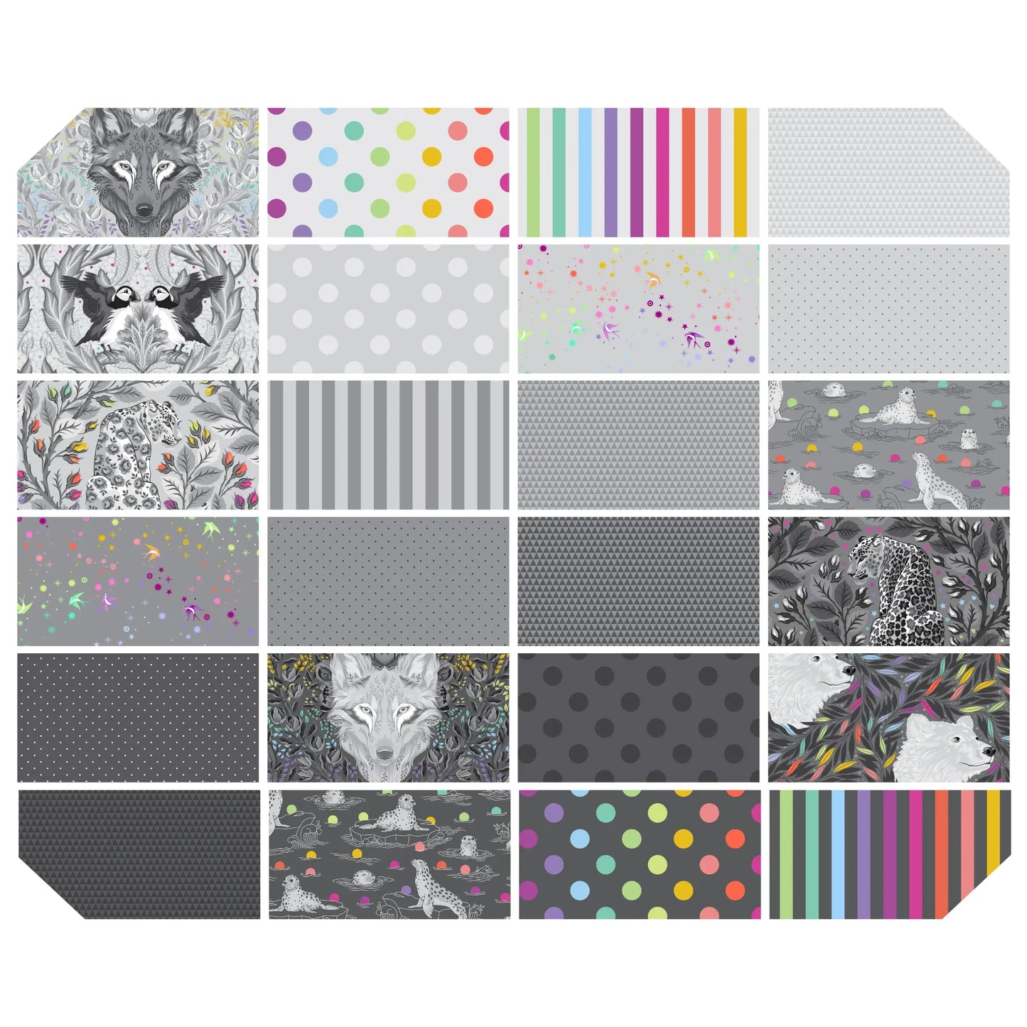 PRE-ORDER - True Colors - Graywork Fat Quarter Bundle - 24 Pieces - Mercury Craft Co.