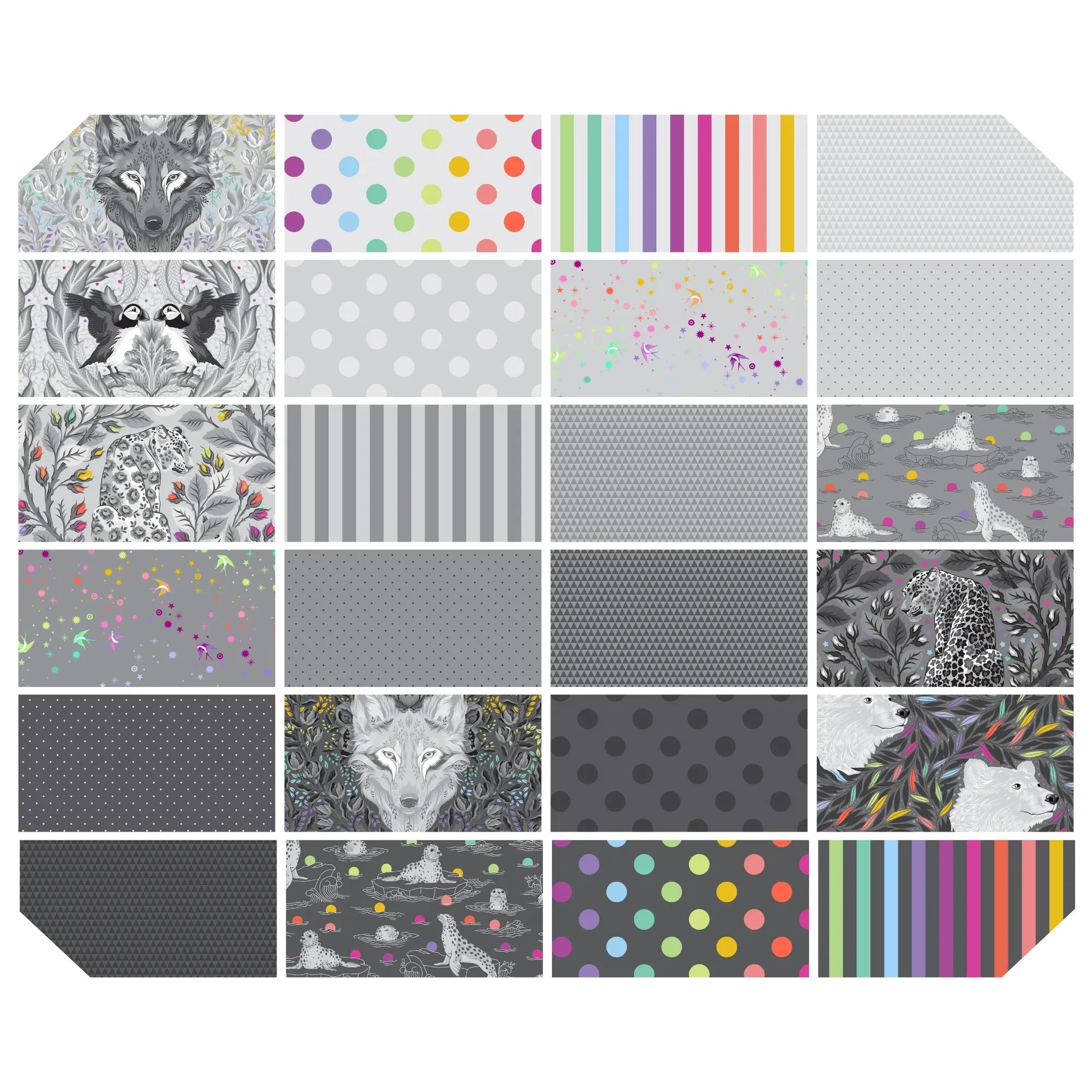 PRE-ORDER - True Colors - Graywork Fat Quarter Bundle - 24 Pieces - Mercury Craft Co.