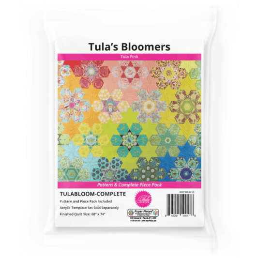 The Tula's Bloomers Quilt Pattern & Complete Paper Piece Pack contains all the paper templates needed to make the Tula's Bloomers Quilt.