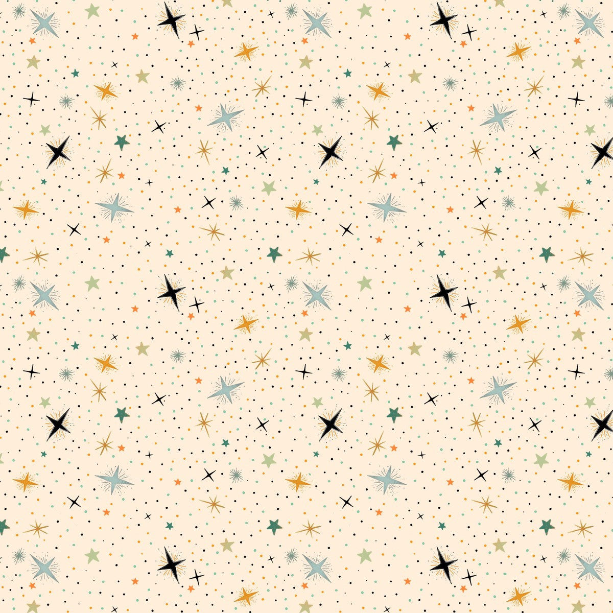 Pattern of colorful stars on a beige background