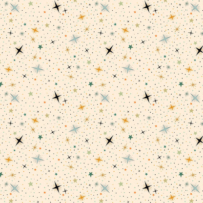 Pattern of colorful stars on a beige background