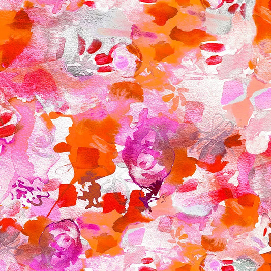Abstract pattern with pink, orange, and purple colors on a white background