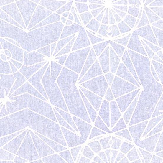 Observatory Astronomy in Stratosphere is a hand-dyed batik featuring beautiful ivory geometric shapes on a soft lavender background.