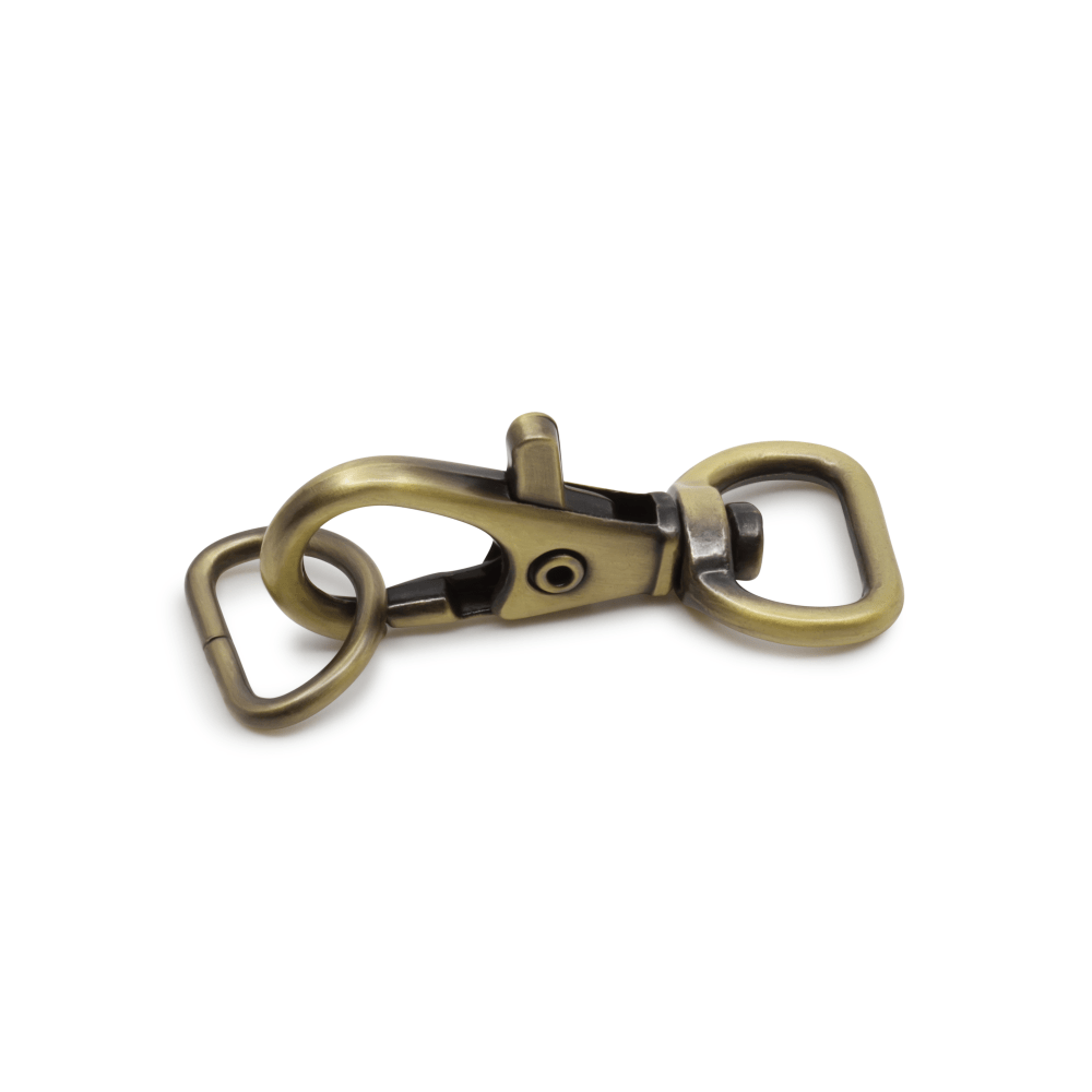 Small Swivel Hook & D-Ring Antique Brass - Mercury Craft Co.