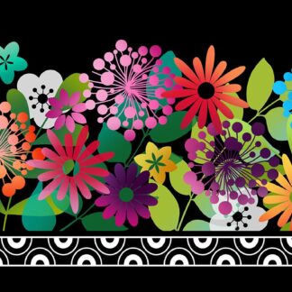 A Groovy Garden Floral Border in Multicolor