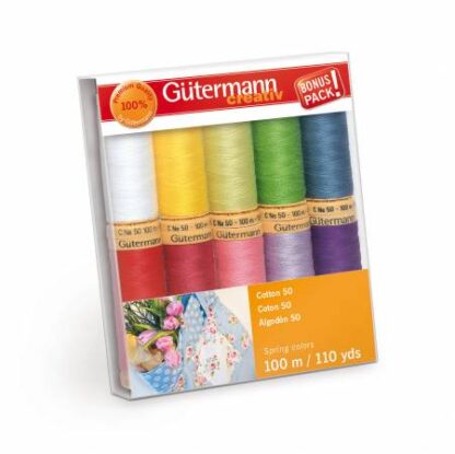 Gutermann Assorted Spring Colors 50wt Cotton Thread Pack