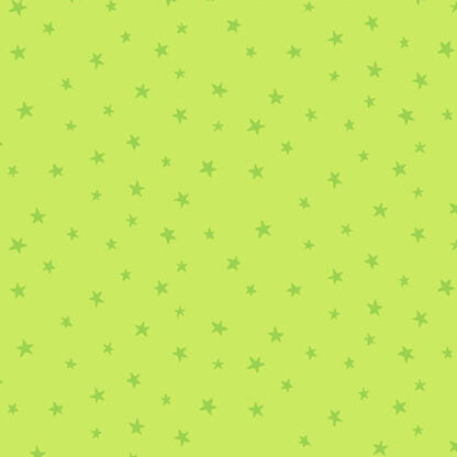 Believe Rainbow Stars in Green features tiny dark green stars tossed across a lime green background.