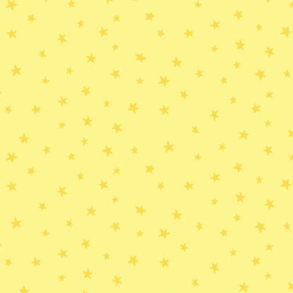 Believe Rainbow Stars in Yellow features tiny gold stars tossed across a bright, sunshine yellow background.