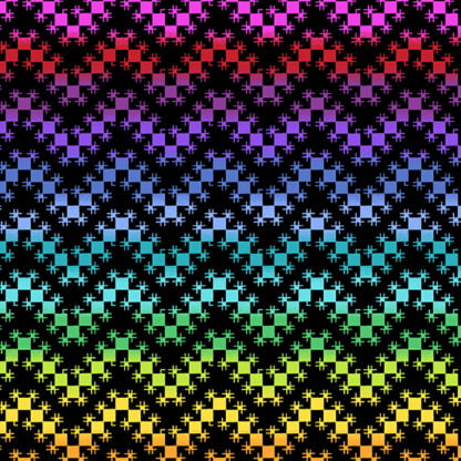 Rainbow Wonderland Chevron Knit in Black features a rainbow gradient zigzag design on a black background.
