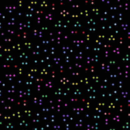 Rainbow Wonderland Tic Tac Toe in Black features tiny stylized rainbow hash marks on a black background.