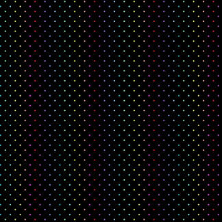 Rainbow Wonderland Mini Dot in Black features a grid of tiny rainbow dots on a black background.