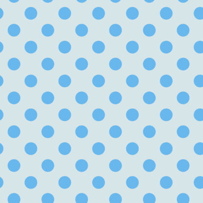 Neon Pom Poms in Aura features large blue dots on a light dusty blue-grey background.