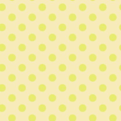 Neon Pom Poms in Moon Beam features large bright yellow dots on a light lemon background.