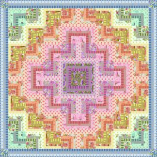 The Everglow Stained Glass Quilt Kit features fabrics from Everglow, a collection that shouts both neutral and neon while maintaining its charming Tula Pink style.